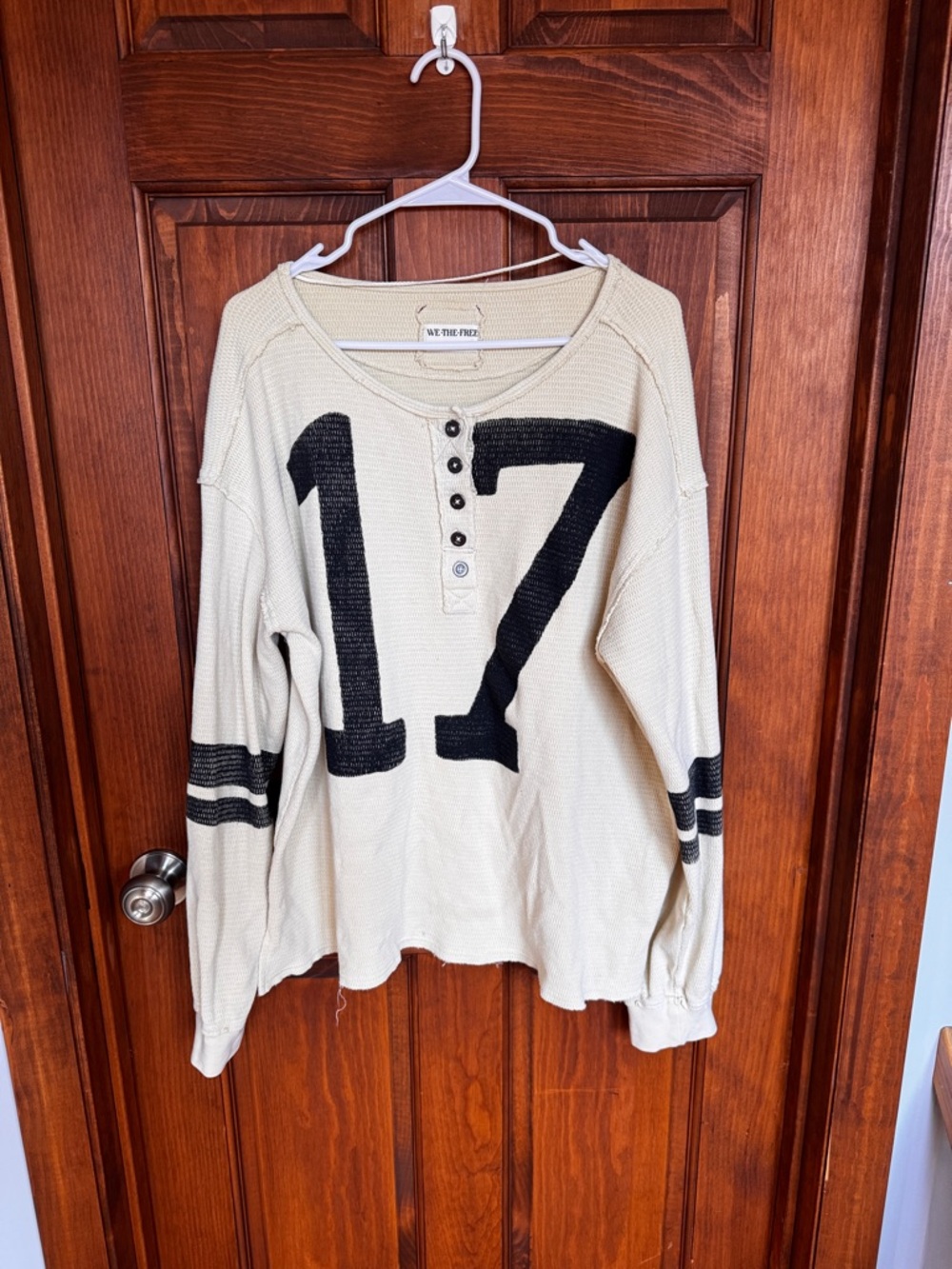 We The Free Beige Number 17 Henley Sweatshirt - Picture 2 of 10
